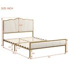 Upholstered Bed Frame with Tufted Headboard, Queen/Full Size Modern Platform NEW