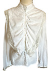 Scully Blouse Top Size Large Womens Western Prairie Country White Lace Vintage