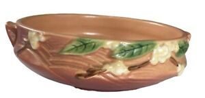Roseville Pottery Pink Snowberry Bowl 1BLI-6 1940s Shallow Bonsai Planter Dish