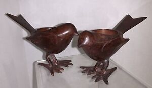 2- Burnished Brown Metal Cast Iron Bird Decor Candle Holder India
