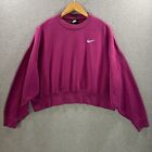 Nike Women’s Small Cropped Fleece Crew Pullover Oversized Sweatshirt Crop