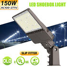 150W LED Shoebox Pole Light Parking Lot Street Lighting Fixtures w/ Dusk To Dawn