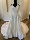 Vintage Wedding Dress Small Ivory Lace Queen Ann Style With Vintage Veil