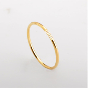 Women Thin 1mm Silver Gold Plated Stainless Steel CZ Inlay Stackable Ring Band