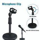 180° Desktop Adjustable  Microphone Stand Tabletop Round Base Mic Clip Universal