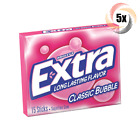 5x Packs Wrigley's Extra Classic Bubble Gum | 15 Sticks Per Pack | Sugar Free!