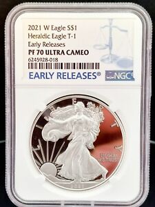 New Listing2021 W EAGLE $1 Heraldic Eagle T-1 Early Releases PF 70 NGC Ultra Cameo -