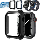 For Apple Watch Series 9/8/7 41mm/45mm Full Cover Case Glass Screen Protector