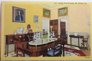 Virginia VA Mt Vernon Family Dining Room Postcard Old Vintage Card View Standard