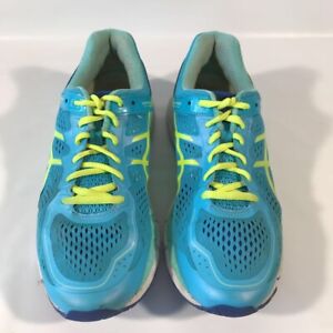 Asics Womens Gel Kayano 22 Running Shoes Blue Yellow T597N Low Top Lace Up 11M