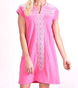 FRESH PRODUCE Small PINK Embroidery BAJA KAYDA Jersey Beach Dress $85 NWT S