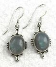 VINTAGE .925 Sterling Silver & Labradorite Cabochon Decorative Earrings, Wires