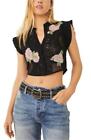 $168 - FREE PEOPLE Rose Garden Embroidered Lace Top in Black Size S