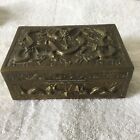 Antique Chinese Brass Humidor Box With 1930’s Dragon Motif Wood Lined