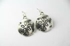 Sand Dollar Beach Charm Earrings .925 sterling silver Hooks pewter Charms 1 1/4