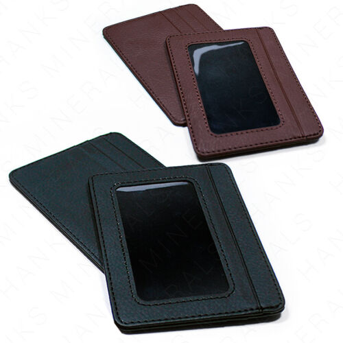 Mens Slim Leather Wallet Card Holder Window Credit Cash ID Pocket Thin Minimal
