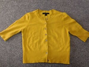 Express Womens Sweater Large yellow cardigan cashmere button classic