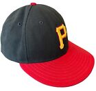 New ListingPittsburgh Pirates MLB Ball Cap Hat Adult 7 1/4 Black Red New Era 59Fifty Fitted