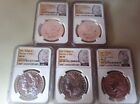 2021 MORGAN & PEACE SILVER DOLLAR NGC MS70 FIRST DAY OF ISSUE-  5 COIN SET