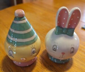 JOHANNA PARKER EASTER CHICK AND BUNNY SALT PEPPER SHAKERS