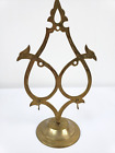 Vintage Brass Bells Stand ornate etched birds no bells 10 in high