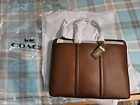 COACH Metropolitan Slim  Brief Leather Messenger Bag (Saddle Brown)- New