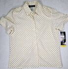 Women's Sag Harbor Button-up Blouse Sz  S Cream With Burgundy Dots New With Tags
