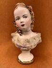 New ListingVintage DRESDEN Porcelain Young Woman Girl Bust Figure 8” Hand Painted Antique