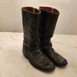 Frye 4715045 Men's Black Leather Square Toe Pull-On Western Cowboy Boot Size 12D