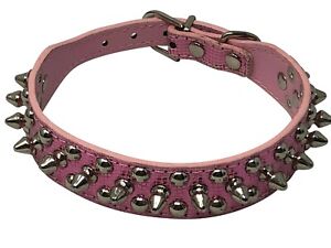Dog PU Leather Collar   Studded & Spikes Rivet   1