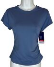 NWT CHAMPION NEW Blue Cap Sleeve Ruched Accent T Shirt Top Size Small S