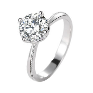 1.9 Carat Natural Zircon 925 Sterling Silver Rings Women Wedding Engagement Ring