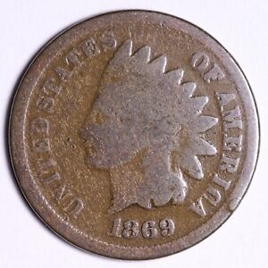1869 Indian Head Cent Penny CHOICE GOOD+ FREE SHIPPING E534 WSMT