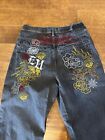 Vintage Ecko Unltd Jeans Mens 34x28 Baggy Embroidered Dragon Hip Hop Skate Y2k