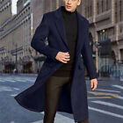 Men's Wool Blend Trench Coat Winter Warm Slim Fit Single Breasted Long Top Coat