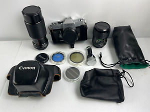 Vintage Lot Canon TL Camera with Lens Filters Untested