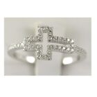 Sterling Silver 925 Ladys Engagement Ring Womens Wedding Band Round Cut Cross