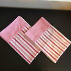 Lot Of 2 Vintage Pillowcases - No-Iron Muslin - Pink Stripe - Made In USA Barbie
