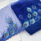 2Yds Blue Glittering Peacock Embroidery Tulle Lace Trim Sewing Dress DIY Craft