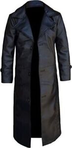 Black Original Soft Lambskin Trench Coat Halloween Handmade Stylish Fashionable