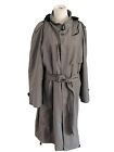 Vintage London Fog Men's Gray Trench Coat Wool Lining Sz 44-Long USA Lambert