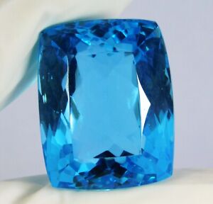 Certified 121.90 Ct Natural Sky Blue Aquamarine Cushion Cut Loose Gemstone