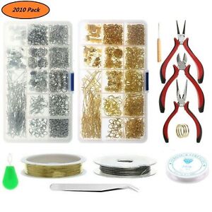 Jewelry Making Supplies Kit Findings Wire Wrapping Pliers Necklace Repair Tools
