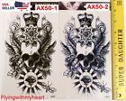 Large Tattoo Demon Lord Skull Mystic Eyes Bee Devil Crown Waterproof Sticker