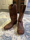 Justin cowboy boots square toe 10.5 EE leather sole made in USA vintage