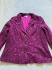 CAbi Women Hollow Out Floral Long Sleeve Jacket Raspberry Size 10