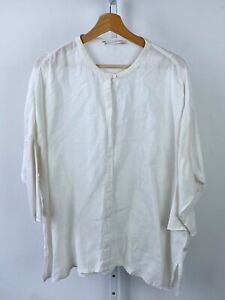 ELEMENTE CLEMENTE 3/4 Sleeve Linen Shirt Oversized Popover White Size 2 M US 8