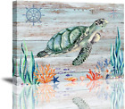 Turtle Canvas Wall Art Sea World Prints Ocean Pictures for Bathroom Coastal Beac