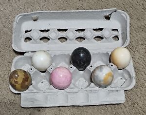 Vintage Assorted Alabaster Onyx Marble  Easter Eggs - Lot of 6 (C)