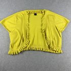 Ashley Stewart Cardigan Womens 22/24 Yellow Knit Cropped Ruffled Ribbed Hem
